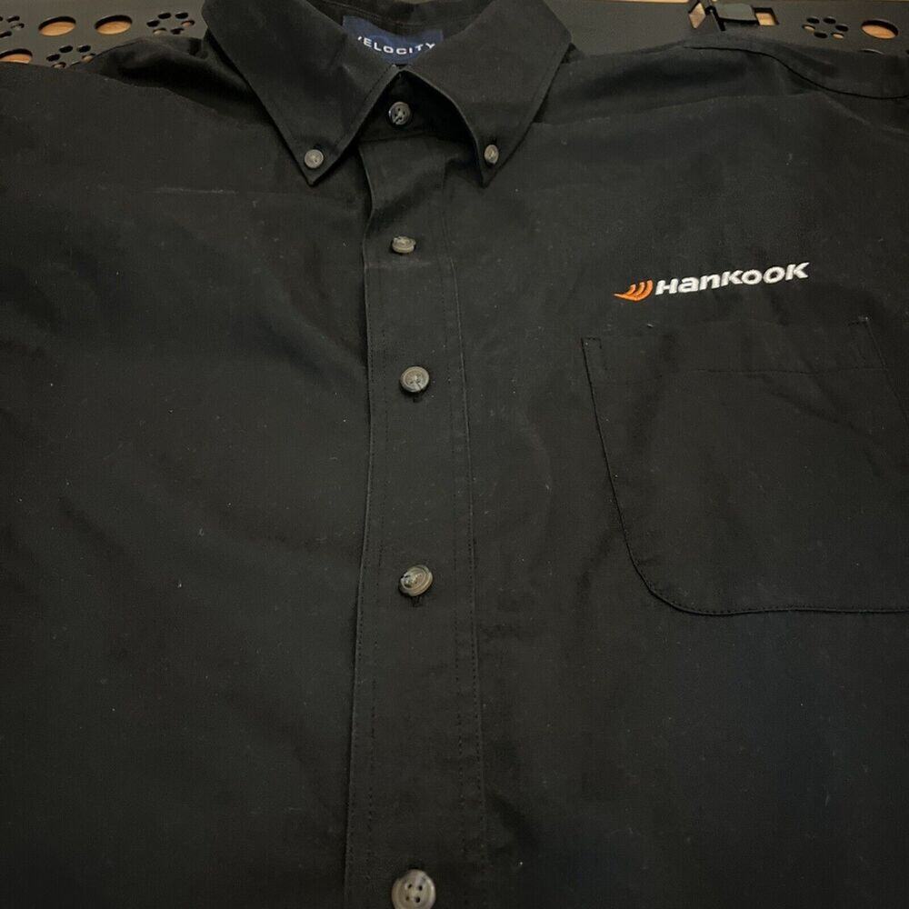 Long Sleeve Button Up Mens XL Black Hankook Tires‎ Racing Driving